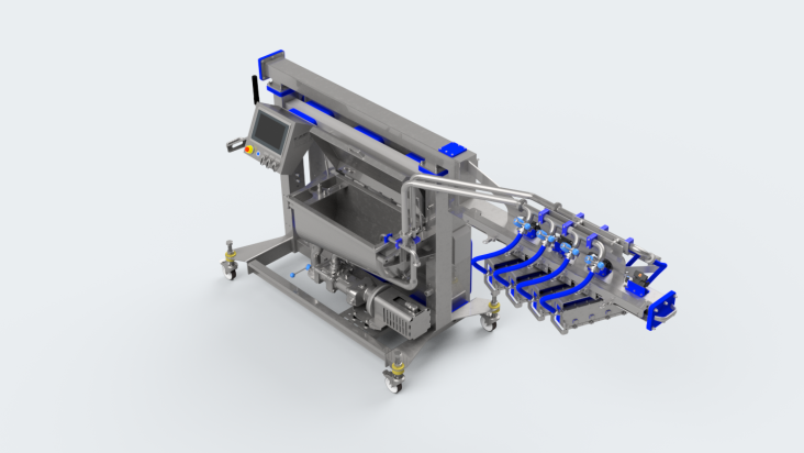 MDSUC4 mobile depositor with integrated supply unit for ambient-temperature materials, 3D render