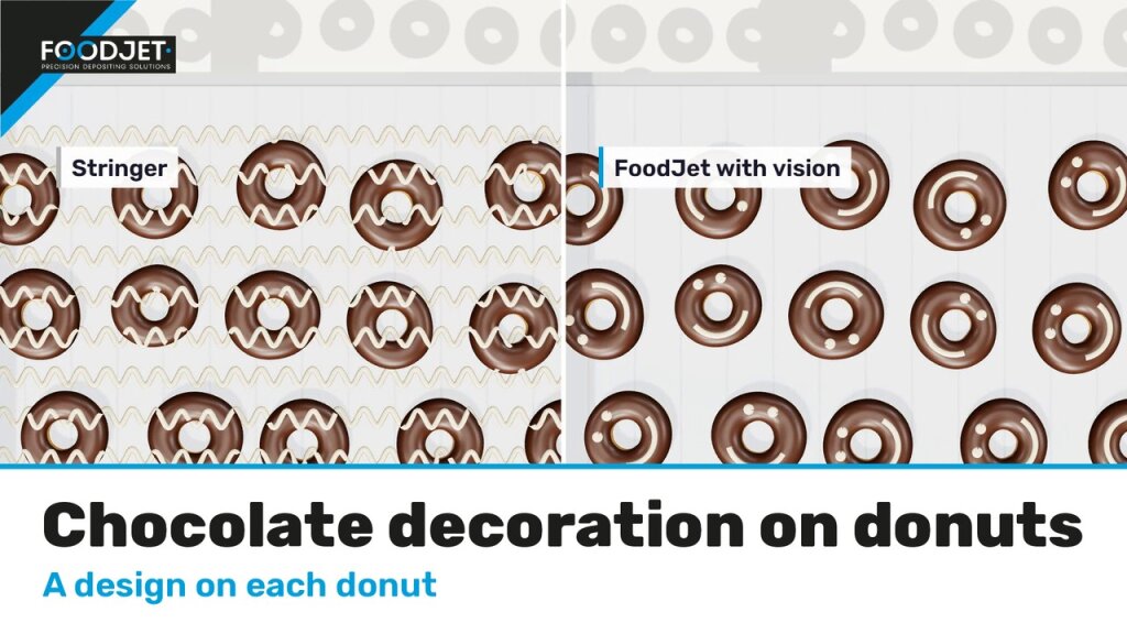 Animation still: chocolate decoration on donuts